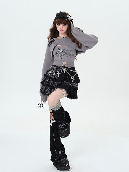 Crazy Girl Sweet Cartoon Letter Crewneck Slim Pullover Women&