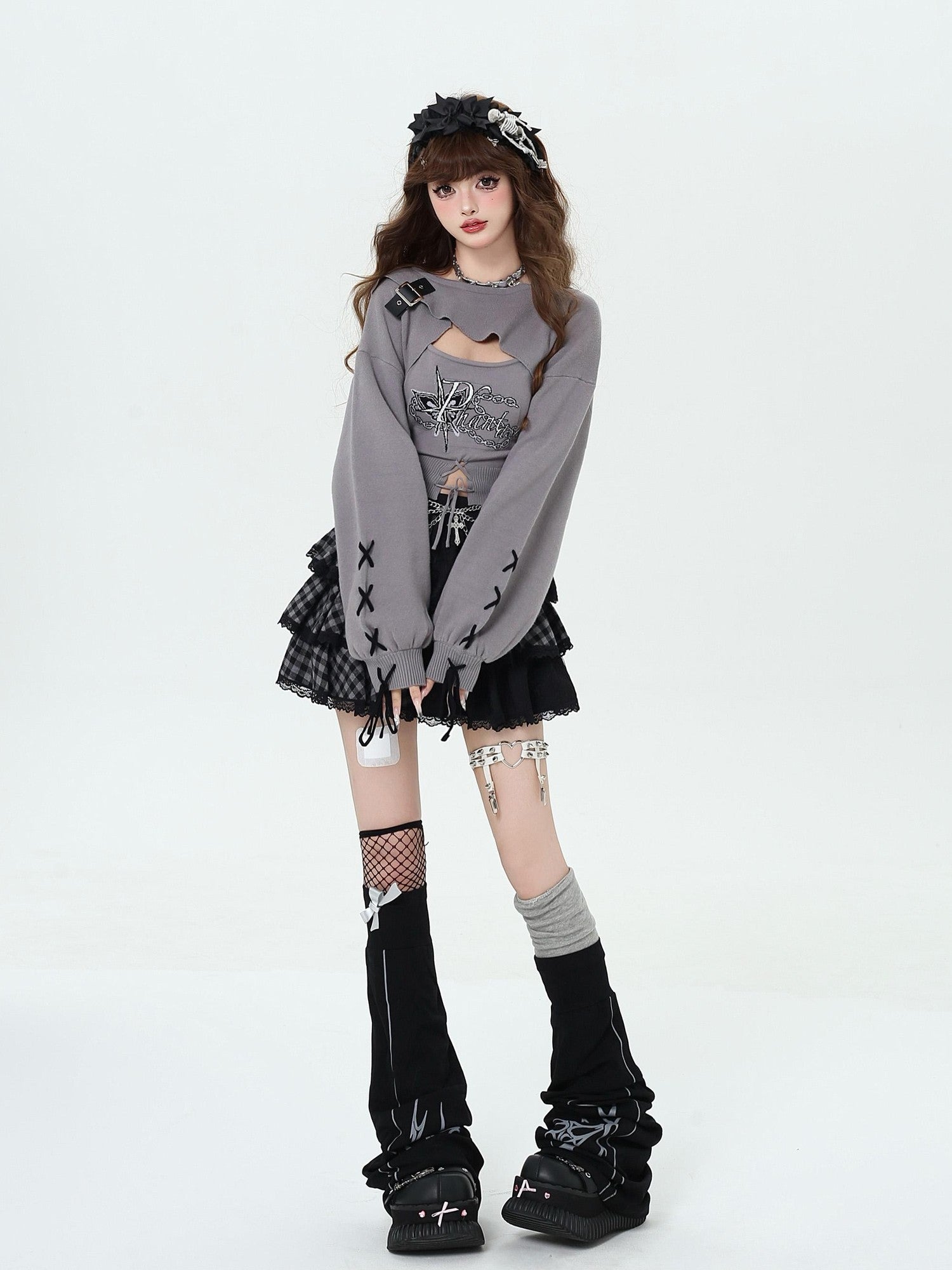 Crazy Girl Sweet Cartoon Letter Crewneck Slim Pullover Women&