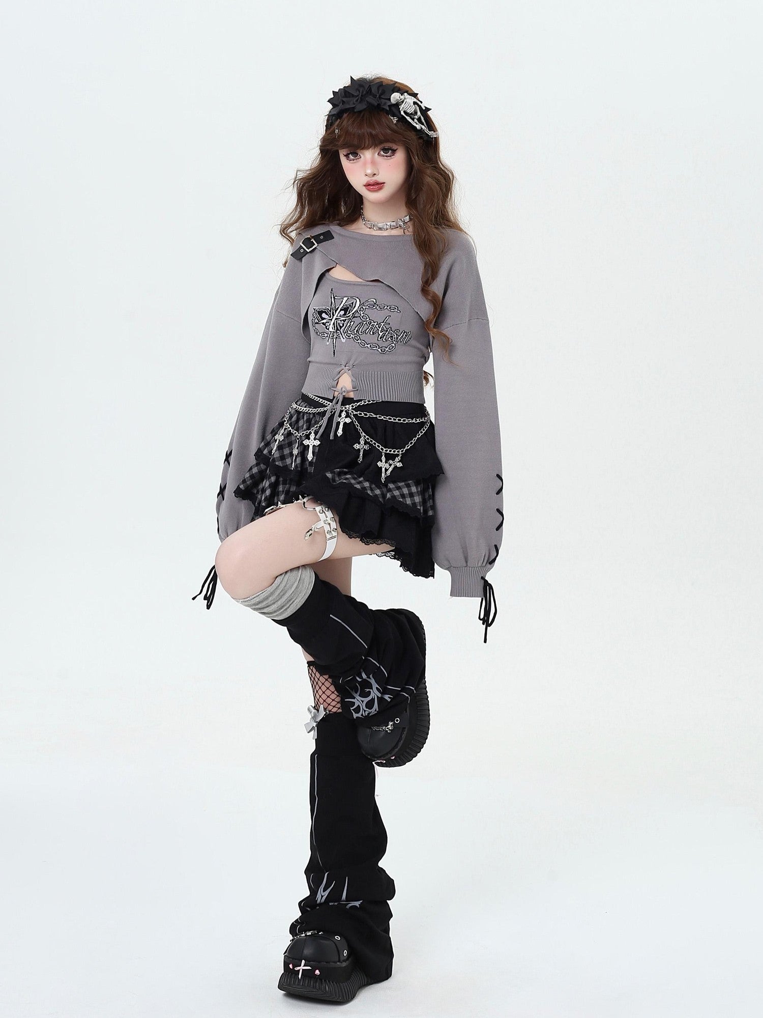Crazy Girl Sweet Cartoon Letter Crewneck Slim Pullover Women&