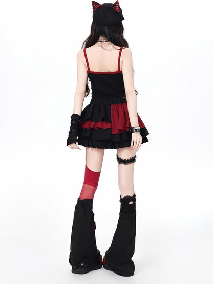 Crazy Girl Sweet Cool Embroidered Tie High Waist Women&