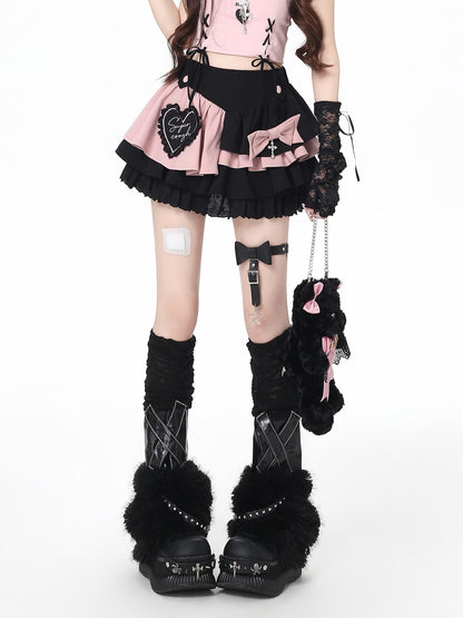 Crazy Girl Sweet Cool Embroidered Tie High Waist Women&