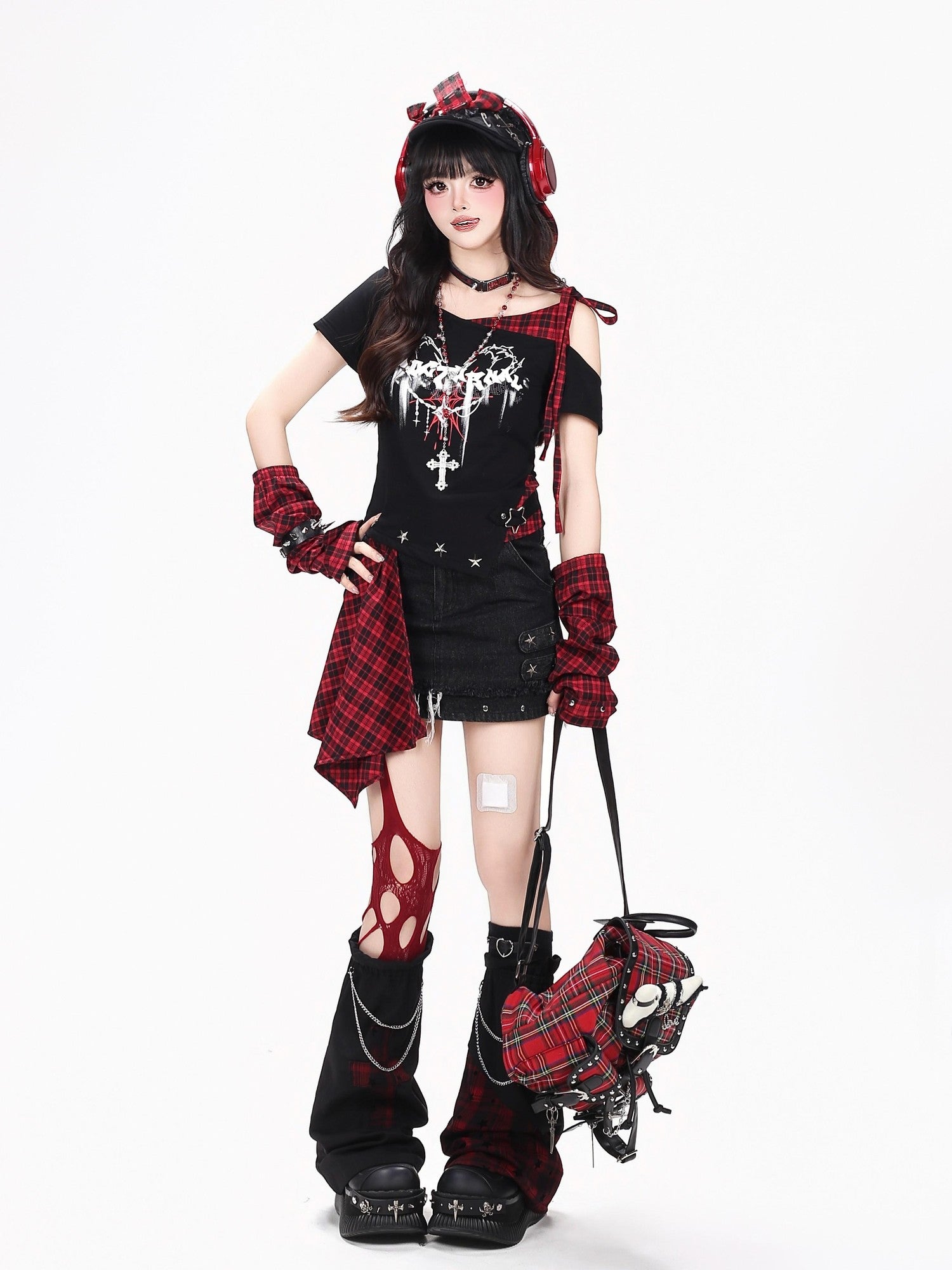 Crazy Girl Sweet Cool High Waist A Line Zipper Antistatic Denim Women&