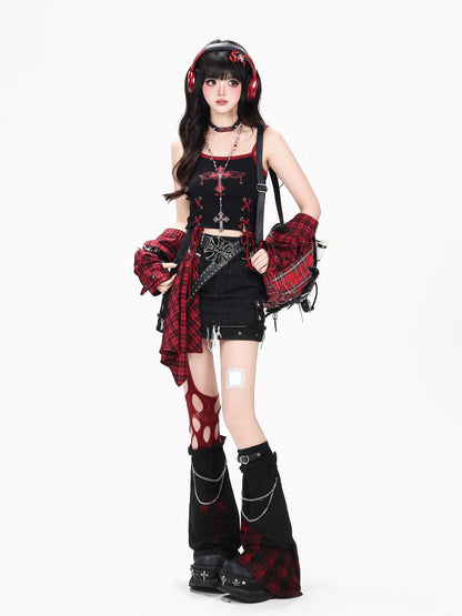 Crazy Girl Sweet Cool High Waist A Line Zipper Antistatic Denim Women&