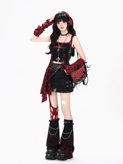 Crazy Girl Sweet Cool High Waist A Line Zipper Antistatic Denim Women&