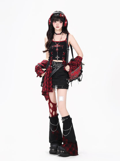 Crazy Girl Sweet Cool High Waist A Line Zipper Antistatic Denim Women&