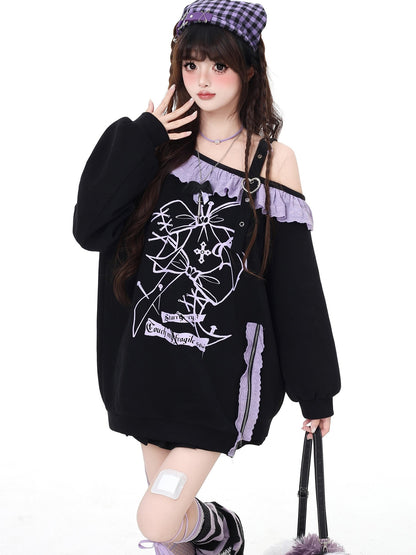 Crazy Girl Sweet Cool Lace Off Shoulder Women&