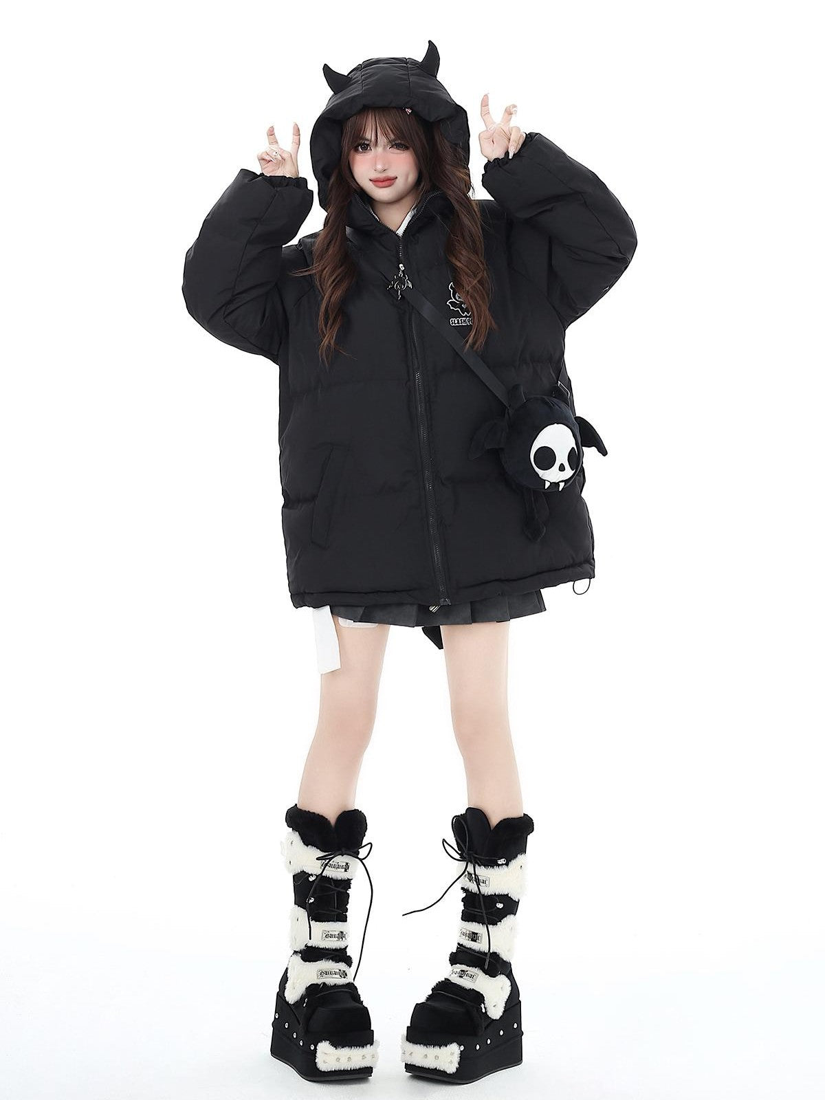Crazy Girl Sweet Loose 3d Devil Applique Women&