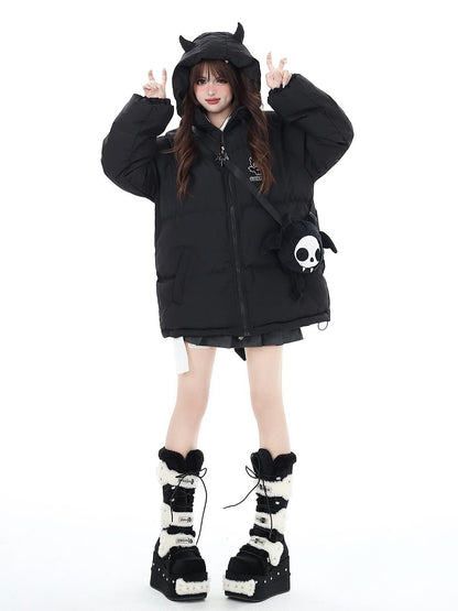 Crazy Girl Sweet Loose 3d Devil Applique Women&