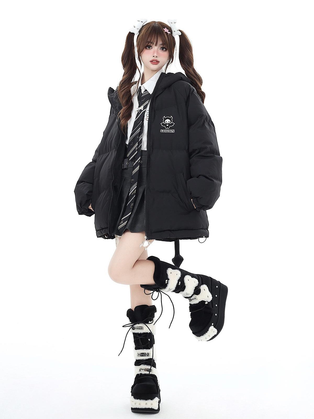 Crazy Girl Sweet Loose 3d Devil Applique Women&