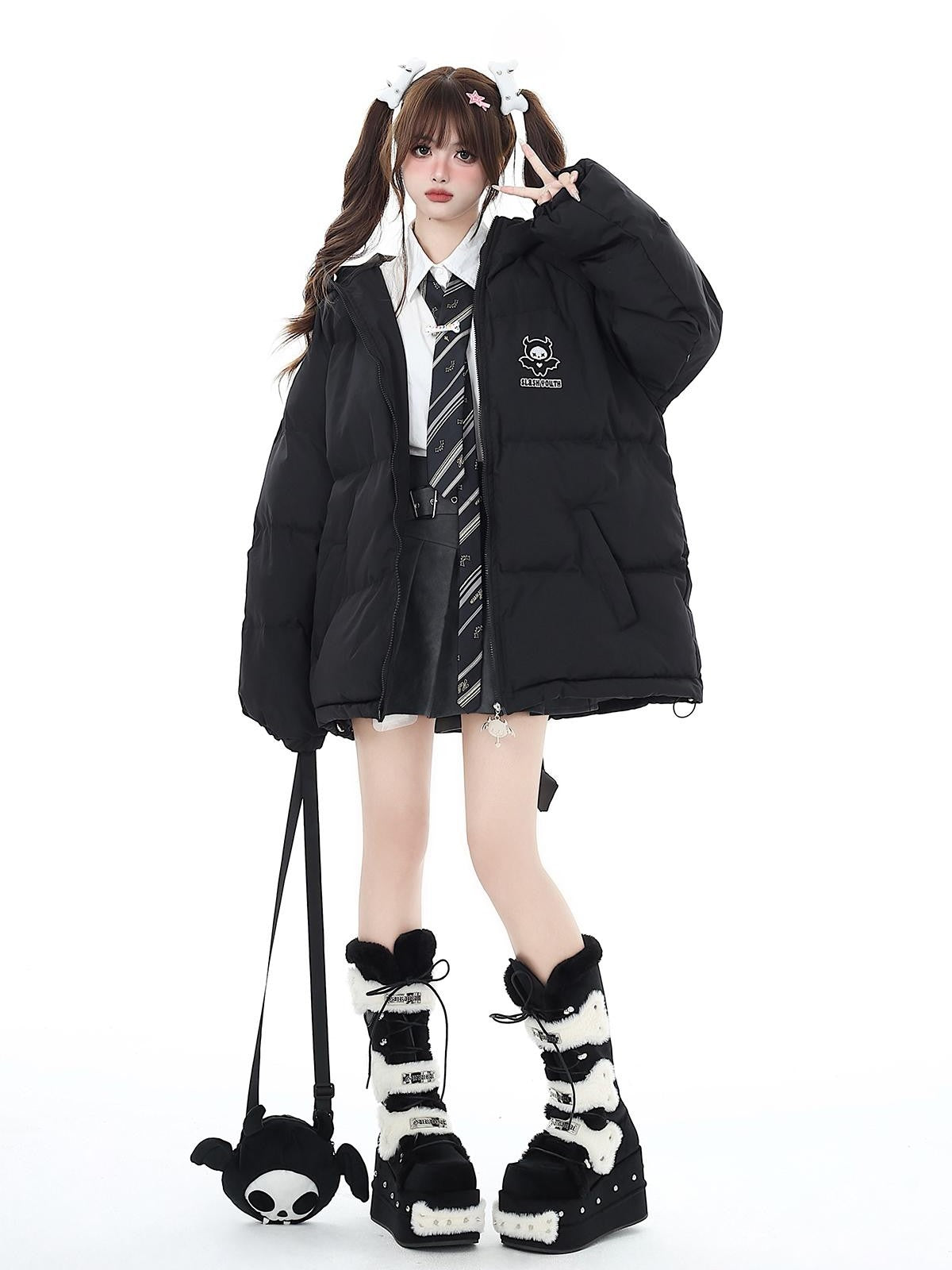 Crazy Girl Sweet Loose 3d Devil Applique Women&