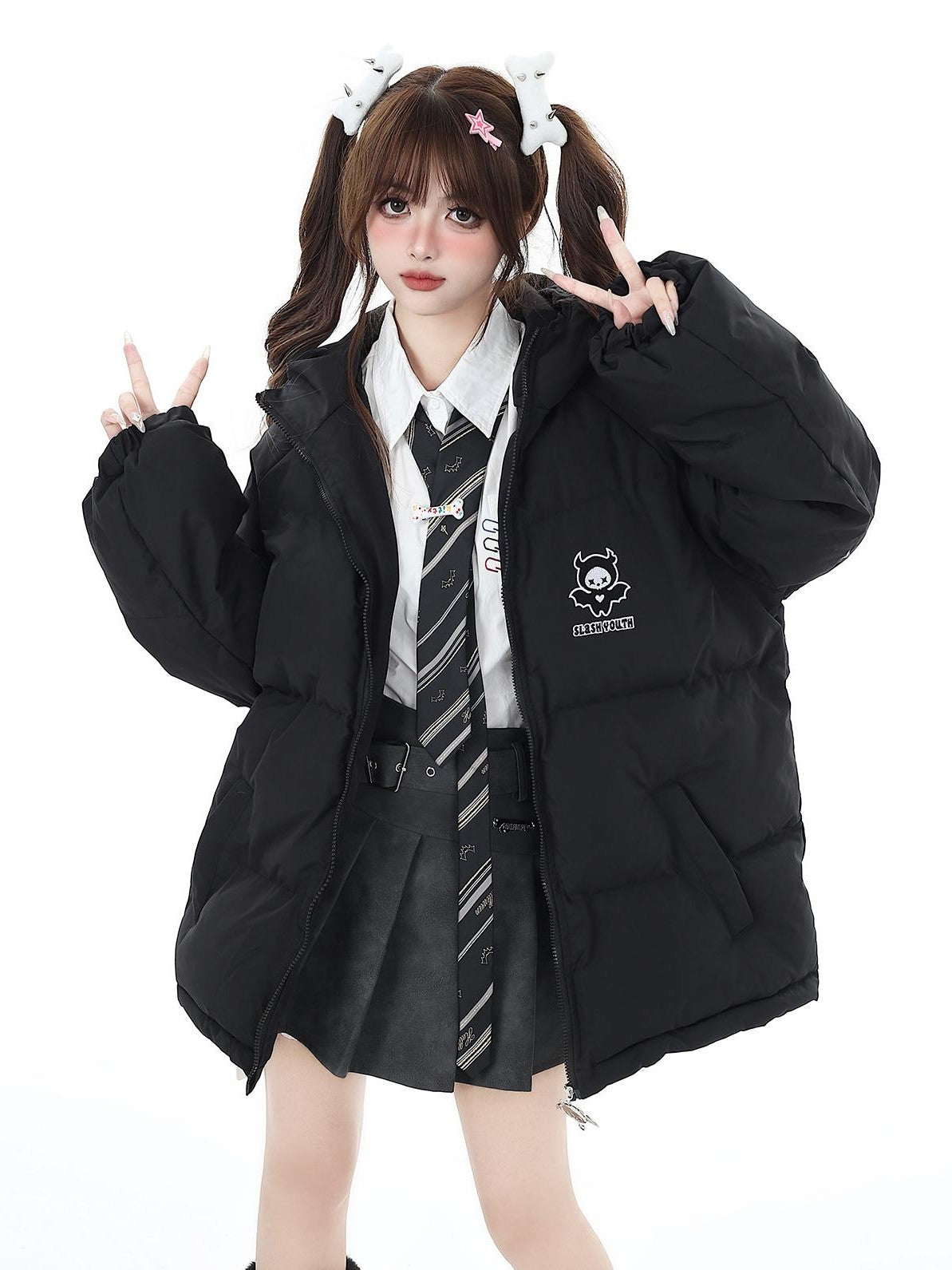 Crazy Girl Sweet Loose 3d Devil Applique Women&
