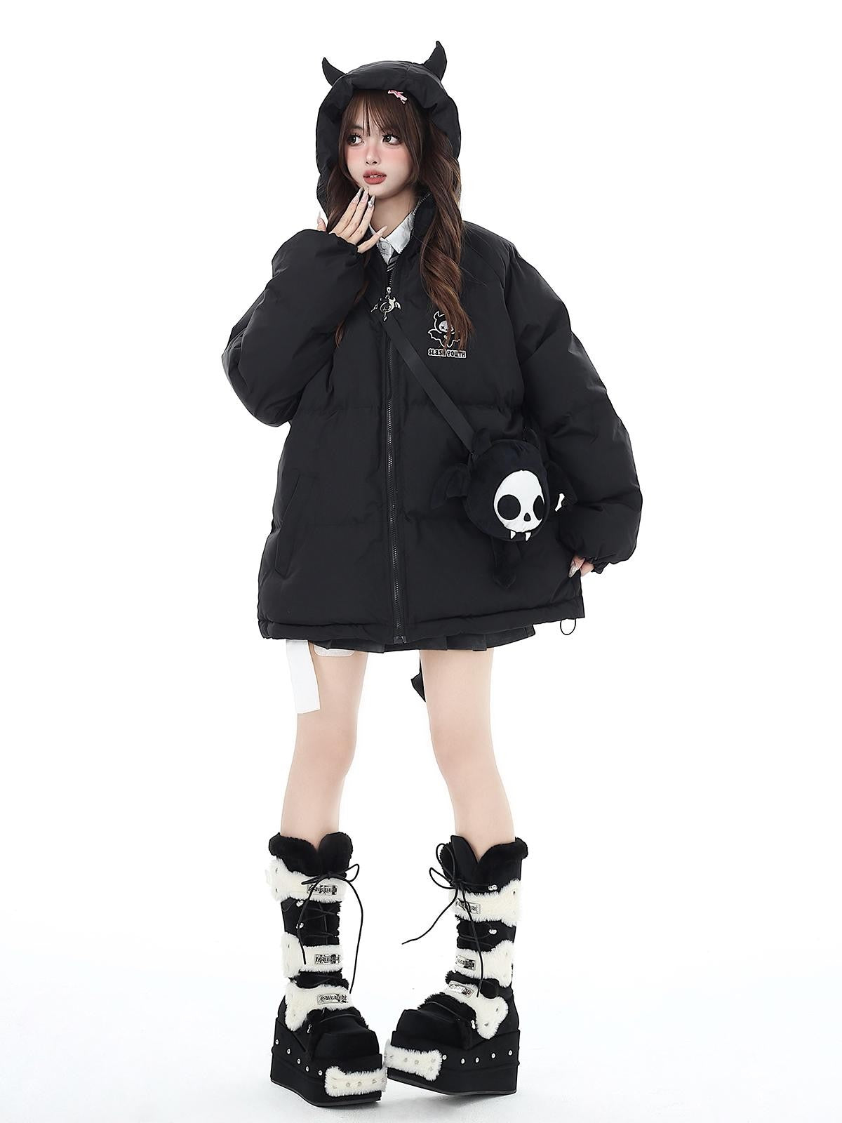 Crazy Girl Sweet Loose 3d Devil Applique Women&