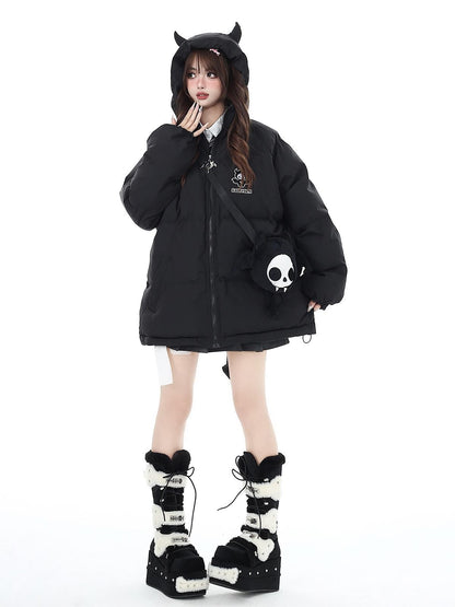 Crazy Girl Sweet Loose 3d Devil Applique Women&