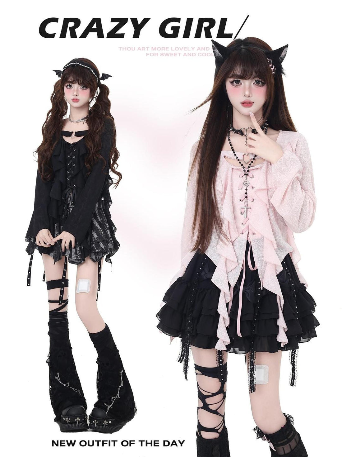 Crazy Girl Sweet Resort Original Ribbon Tie Cropped Long Sleeve Women&