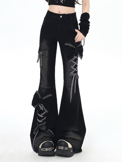 Crazy Girl Three Dimensional Bow Tie Strap Slim High Waist Women&