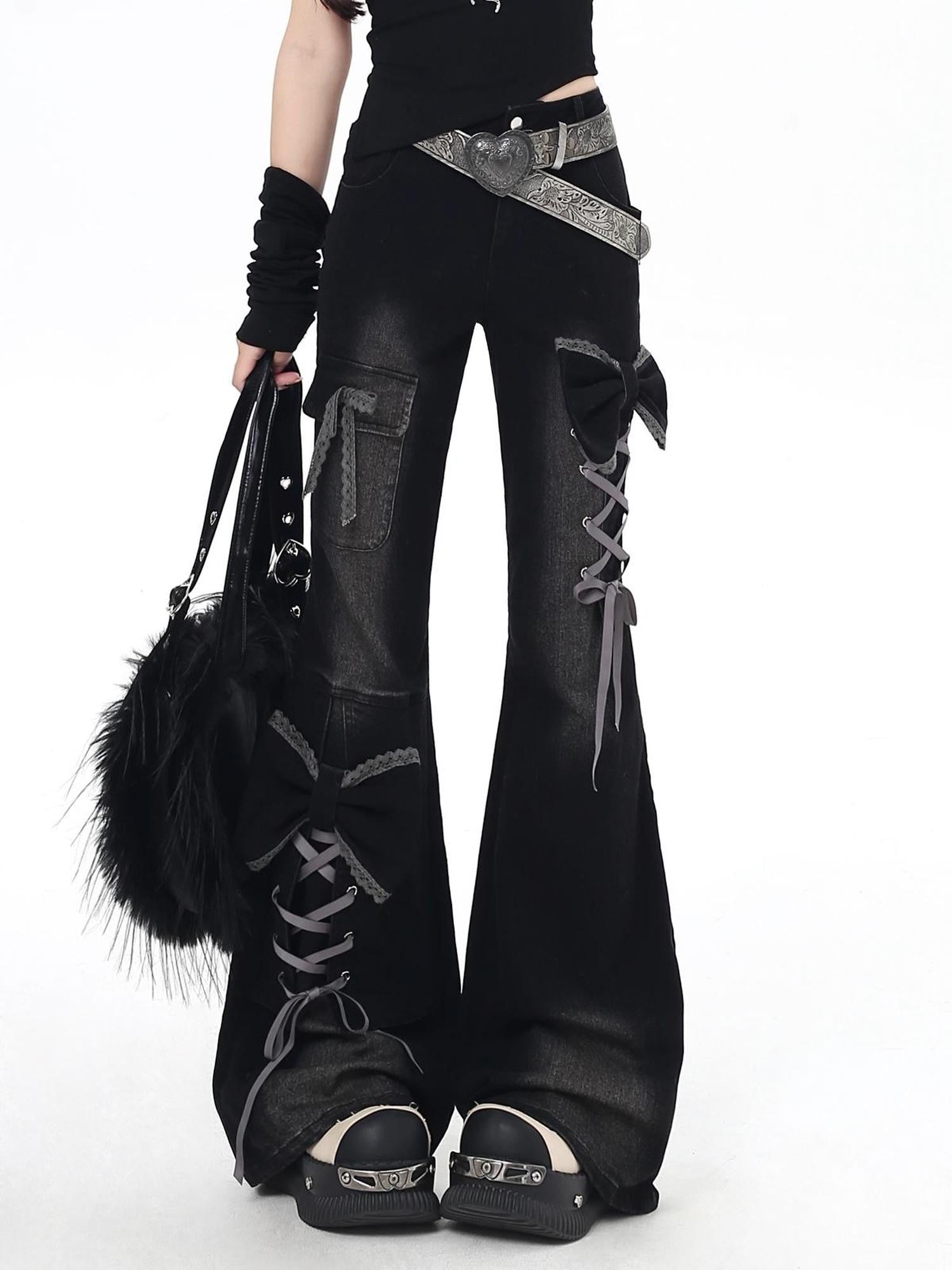 Crazy Girl Three Dimensional Bow Tie Strap Slim High Waist Women&