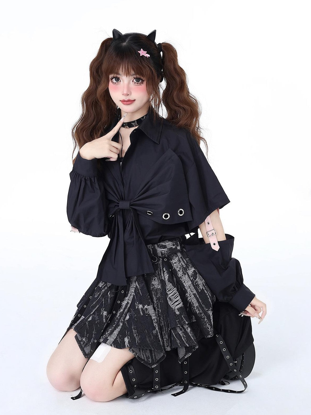 Crazy Girl Tie Dye Irregular Bow Vintage Women&