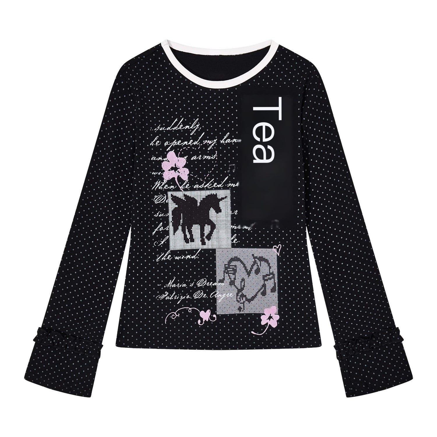 Crazy_Girl_Unicorn_Polka_Dot_Patchwork_Lace_Cuffs_Slim_Fit_Women&