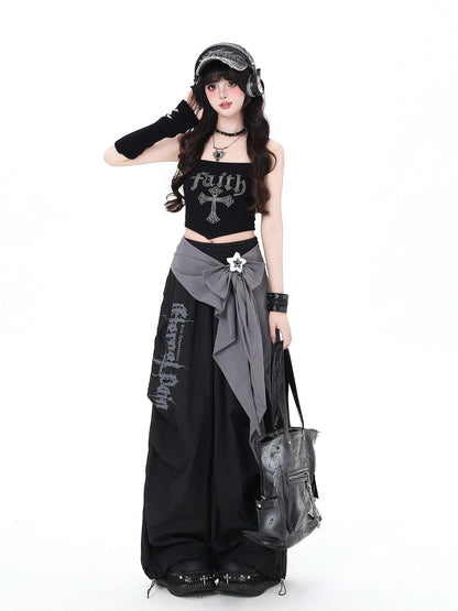 Crazy Girl Urban Streetwear High Waist Cargo Loose Fit Women&