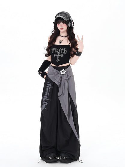 Crazy Girl Urban Streetwear High Waist Cargo Loose Fit Women&