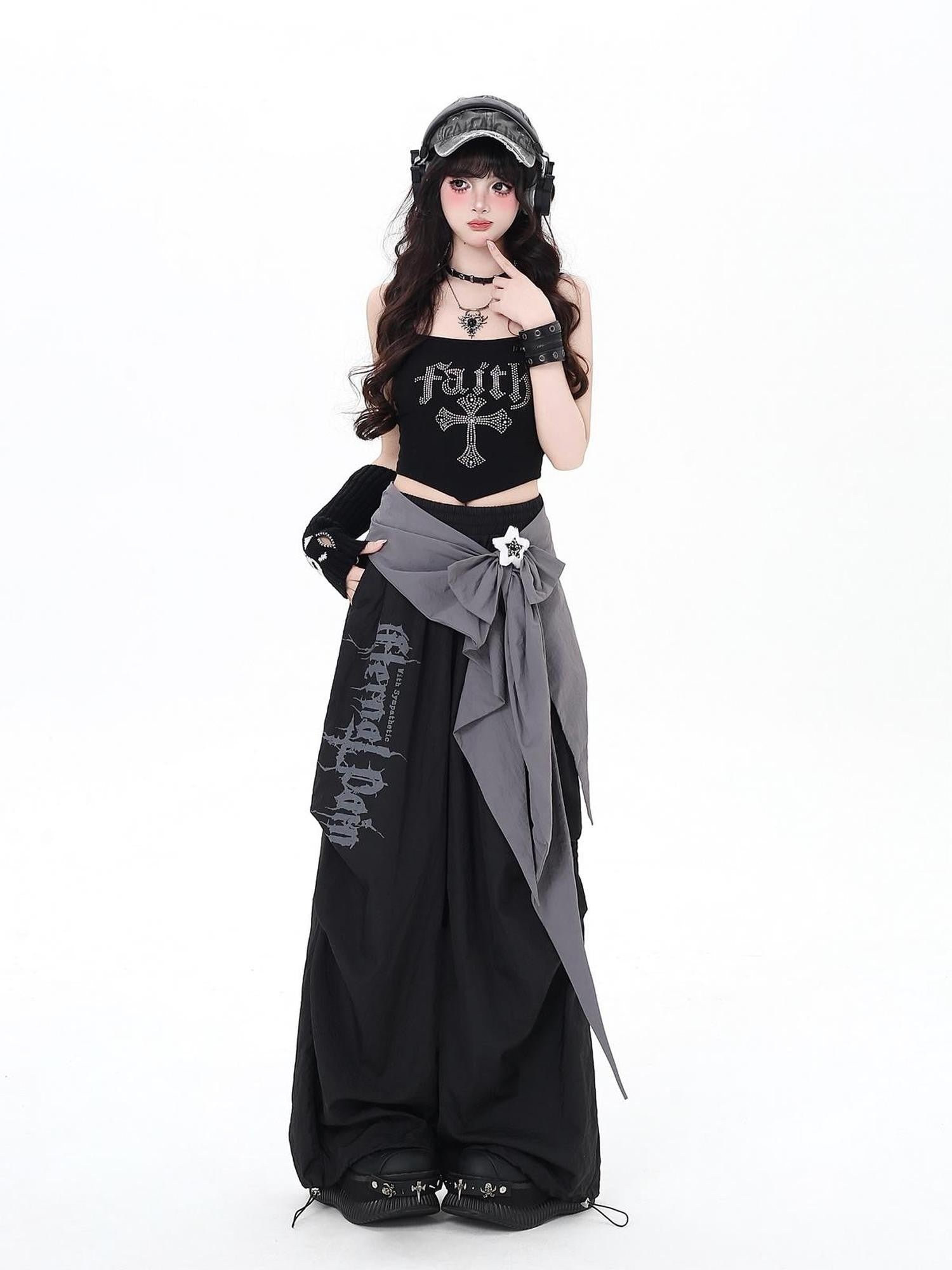 Crazy Girl Urban Streetwear High Waist Cargo Loose Fit Women&