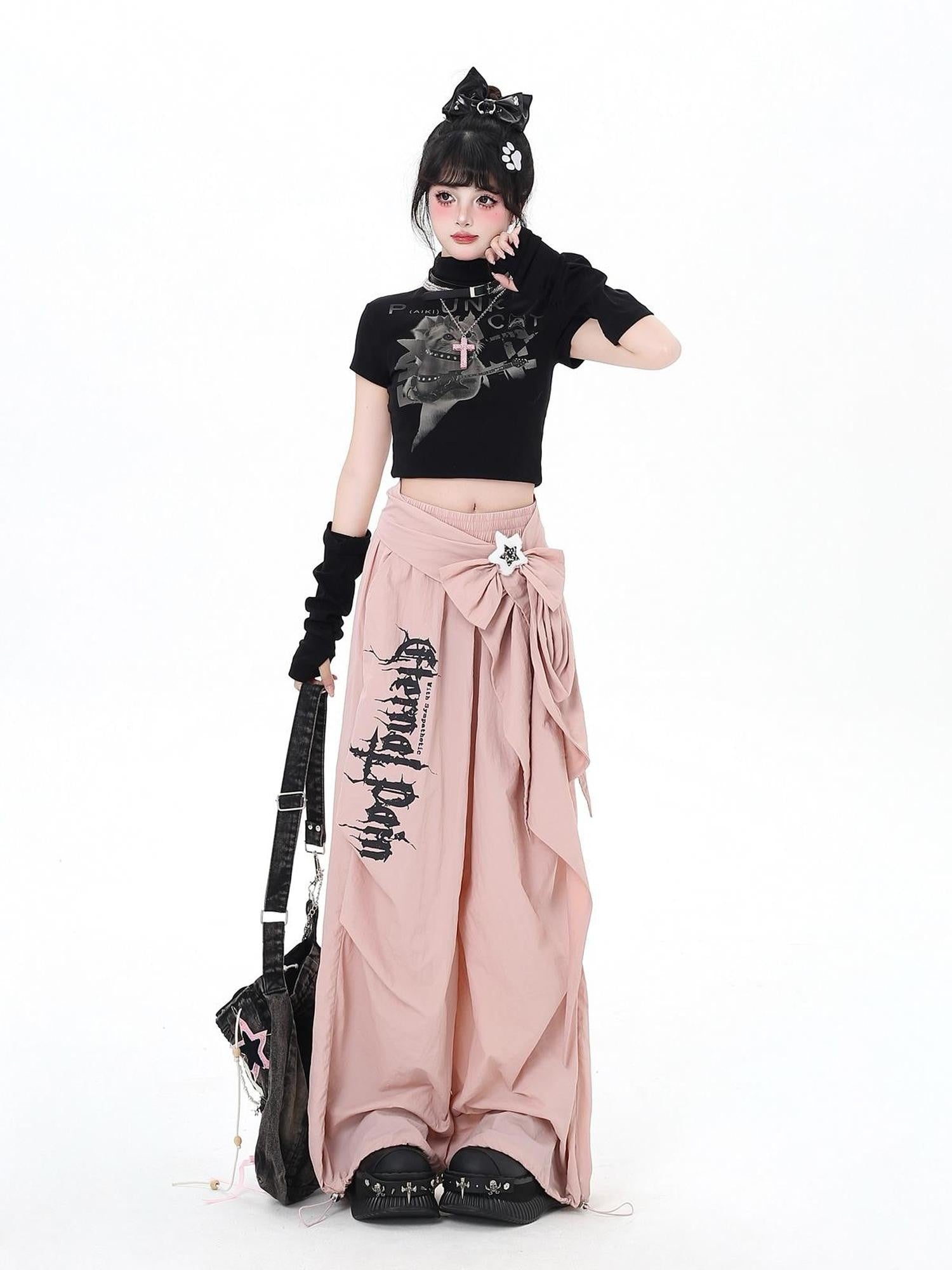 Crazy Girl Urban Streetwear High Waist Cargo Loose Fit Women&