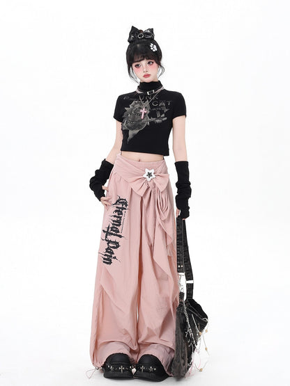 Crazy Girl Urban Streetwear High Waist Cargo Loose Fit Women&