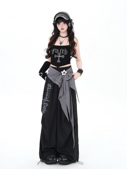 Crazy Girl Urban Streetwear High Waist Cargo Loose Fit Women&