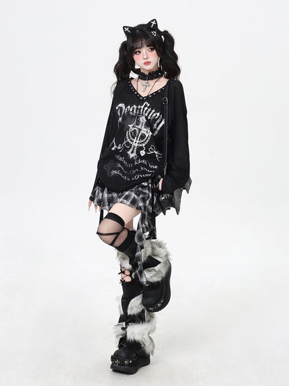 Crazy_Girl_V-neck_Creative_Print_Loose_Fit_Women&