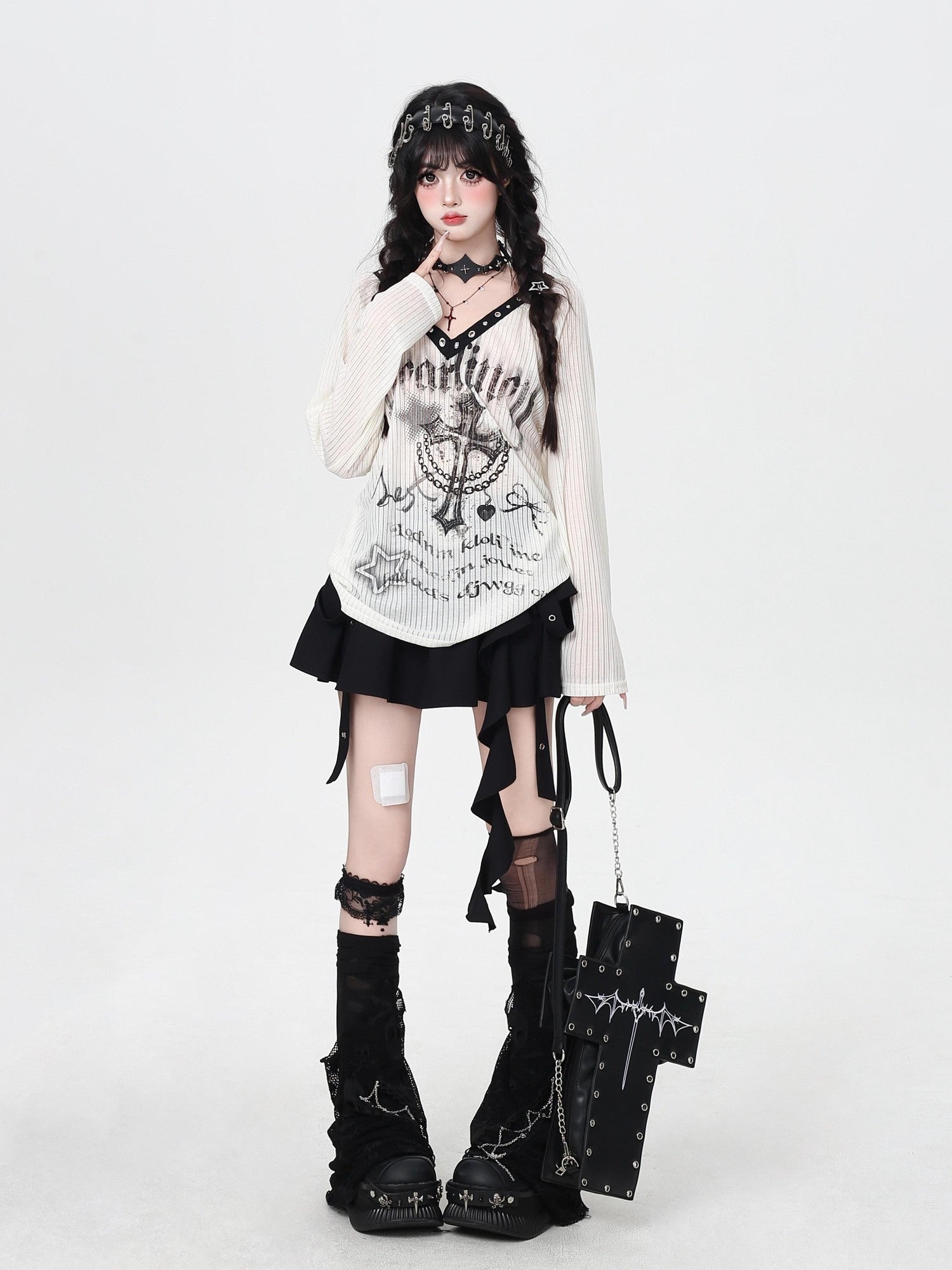 Crazy Girl V-neck Creative Print Loose Fit Women&
