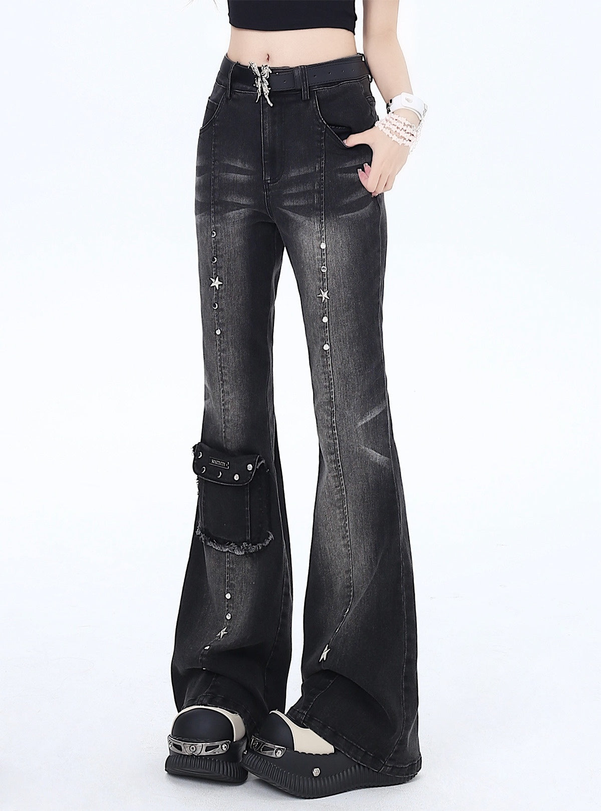 Crazy_Girl_Vintage_Gothic_High_Waist_Slimming_Micro_Flare_Women&