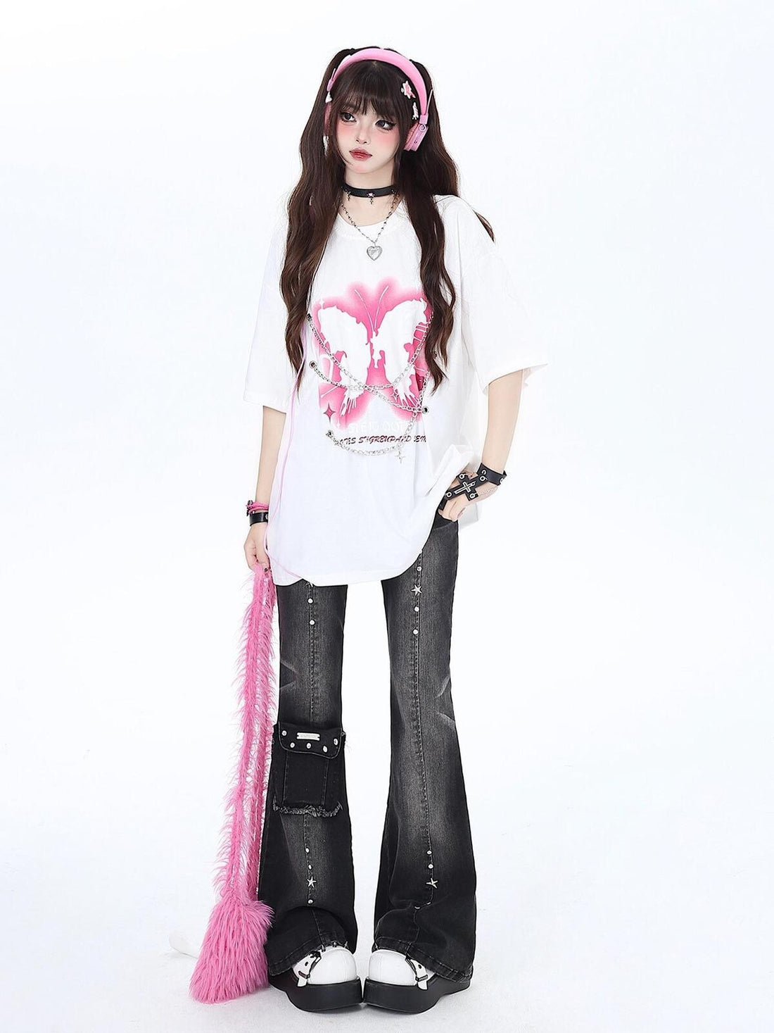 Crazy Girl Vintage Gothic High Waist Slimming Micro Flare Women&
