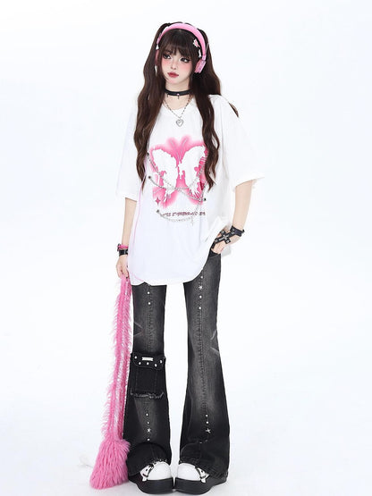 Crazy Girl Vintage Gothic High Waist Slimming Micro Flare Women&