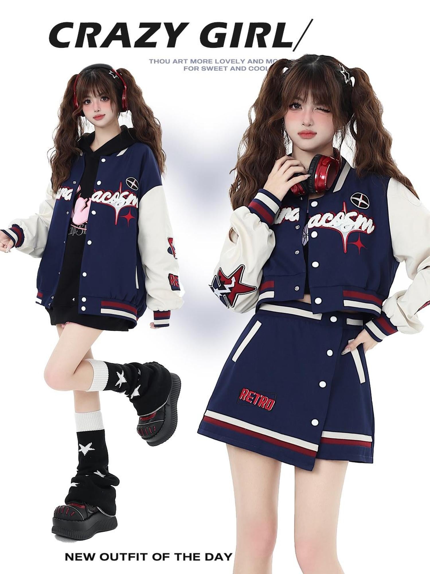 Crazy Girl Vintage Street Loose Cropped Crewneck Women&