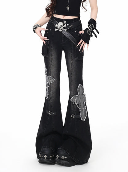 Crazy_Girl_Vintage_Washed_Butterfly_Rivet_High_Waist_Slim_Women&