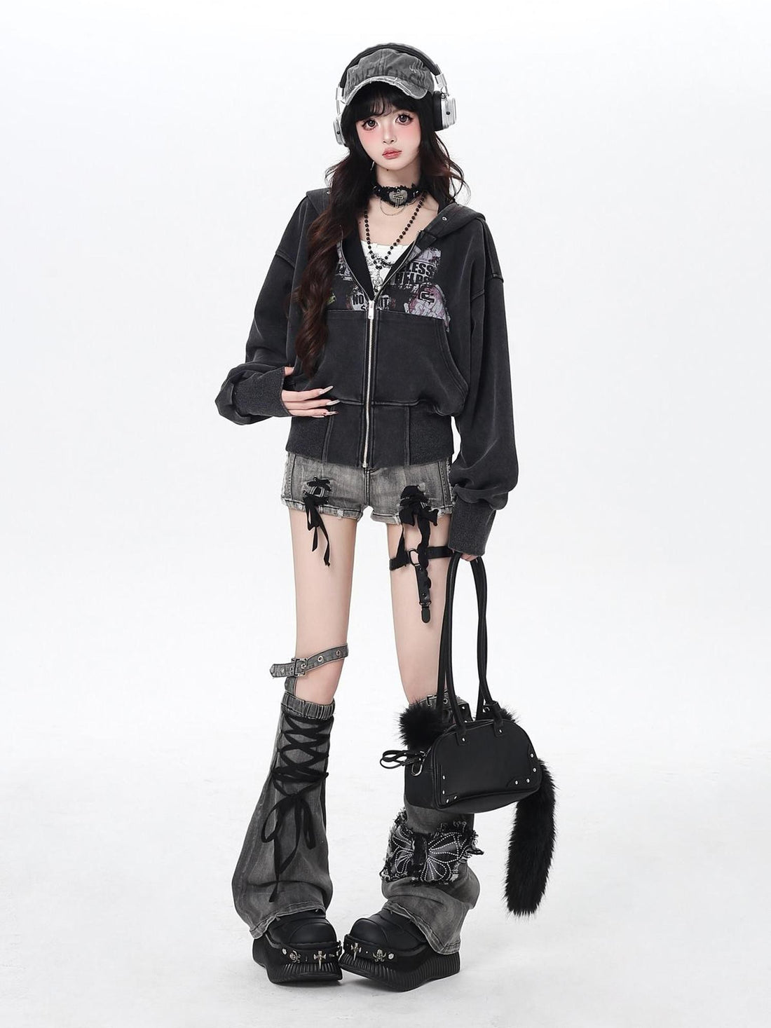 Crazy Girl Vintage Washed Workwear Hooded Cinched Women&