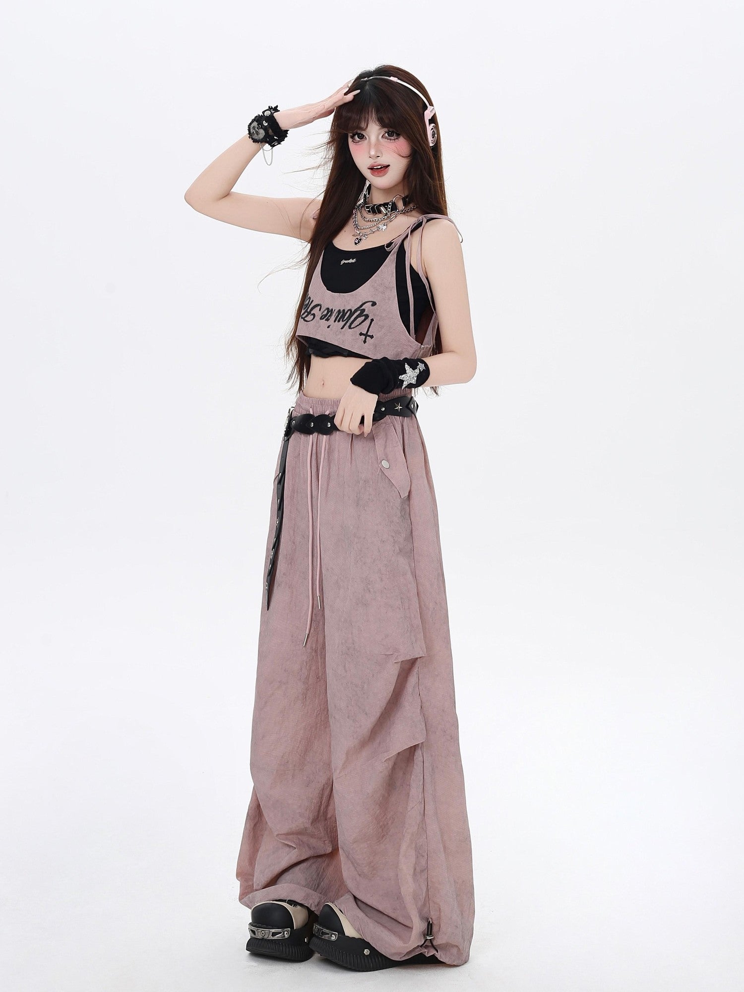 Crazy Girl Wasteland Layered High Waist Utility Women&