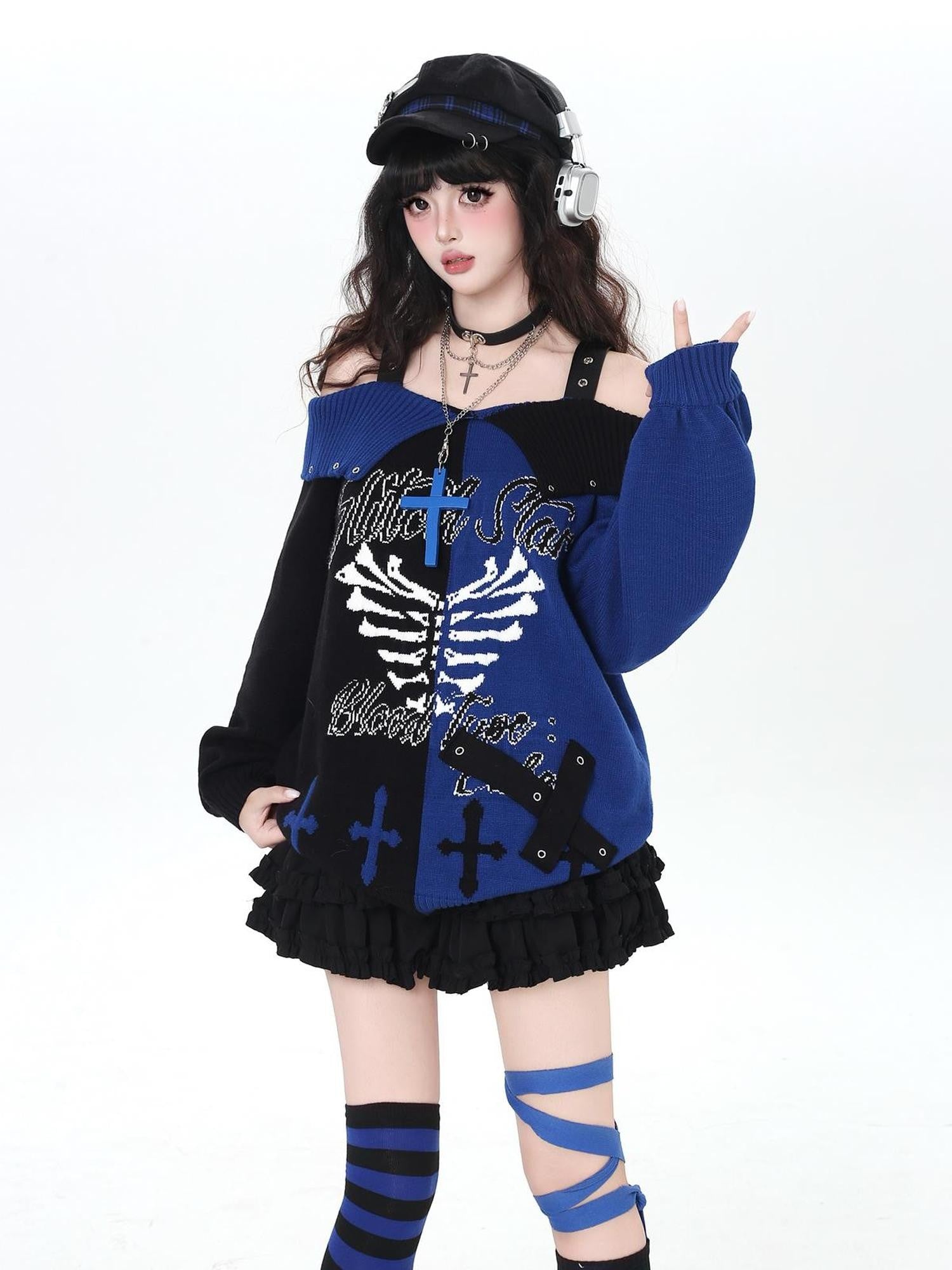 Crazy Girl Y2k Gothic Character Print Loose Fit Women&