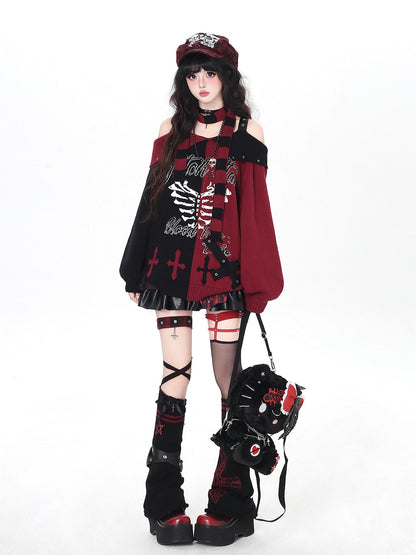 Crazy Girl Y2k Gothic Character Print Loose Fit Women&
