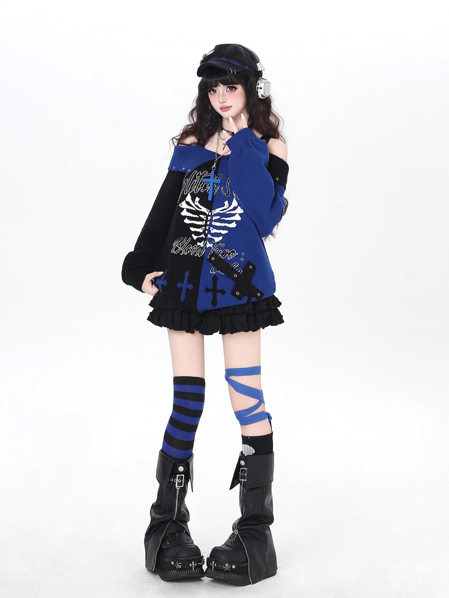 Crazy Girl Y2k Gothic Character Print Loose Fit Women&