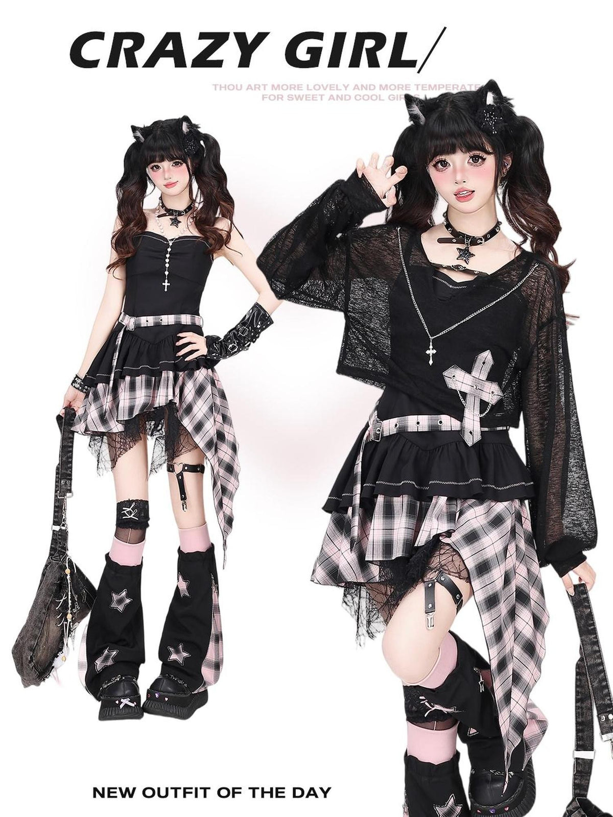 Crazy Girl Y2k Gothic Irregular Overlay Sleeveless Women&