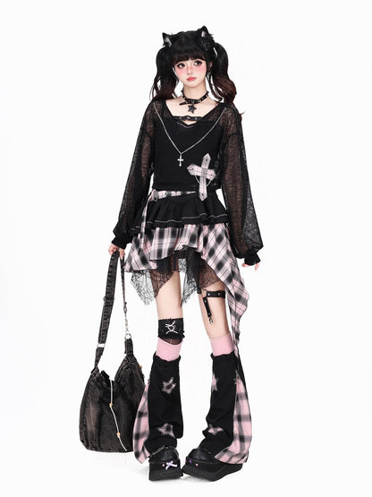 Crazy Girl Y2k Gothic Irregular Overlay Sleeveless Women&