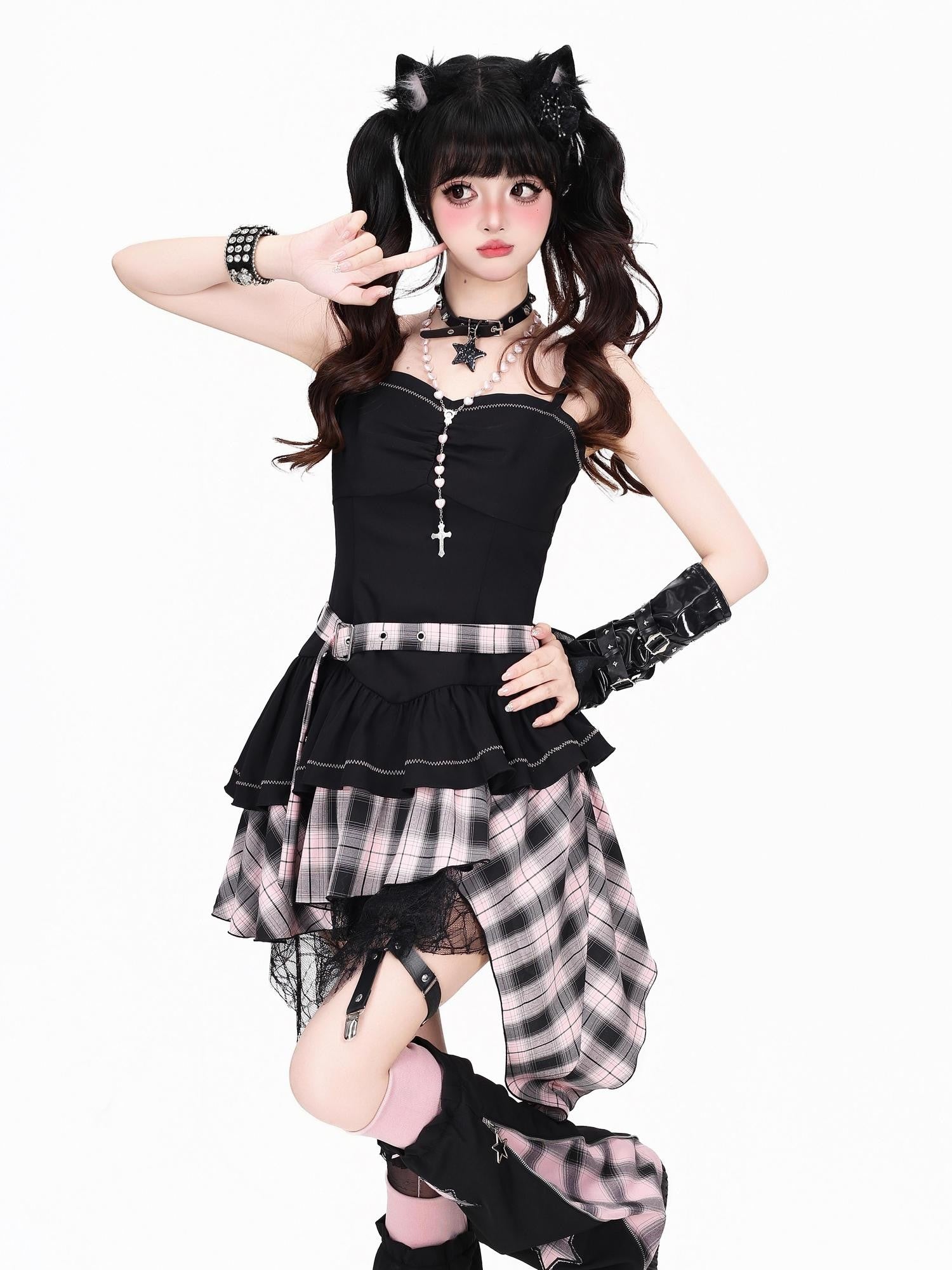 Crazy Girl Y2k Gothic Irregular Overlay Sleeveless Women&