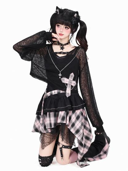 Crazy Girl Y2k Gothic Irregular Overlay Sleeveless Women&