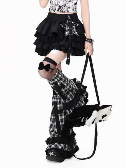 Crazy Girl Y2k Plaid Chain Detail Ruffled High Waist Women&