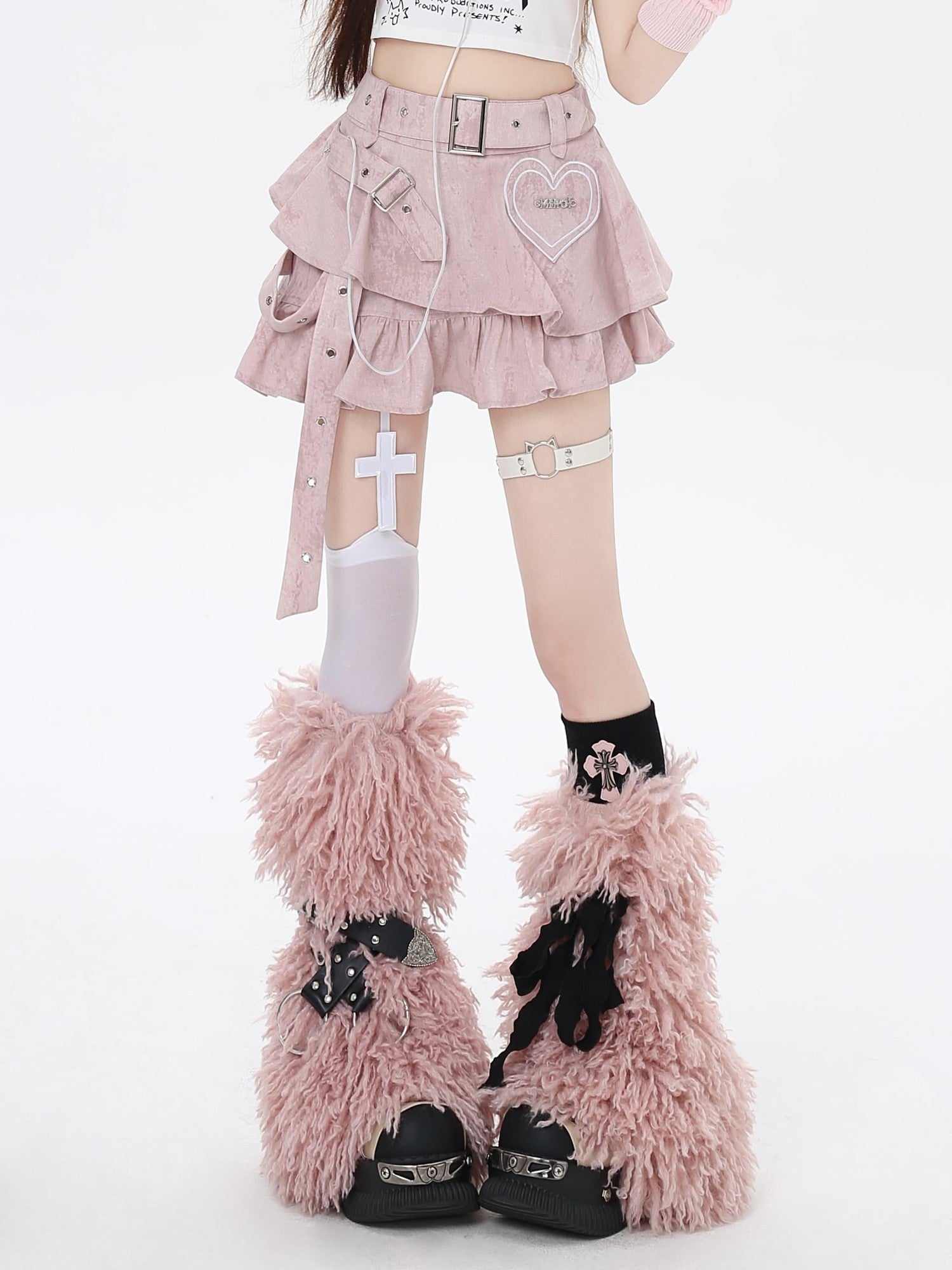 Crazy Girl Y2k Tie Dye Ruffle Asymmetric High Waist Pleated Women&