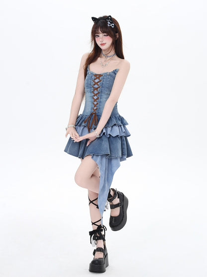 Crazy Girl Y2k Waist Cinching Strapless Women&