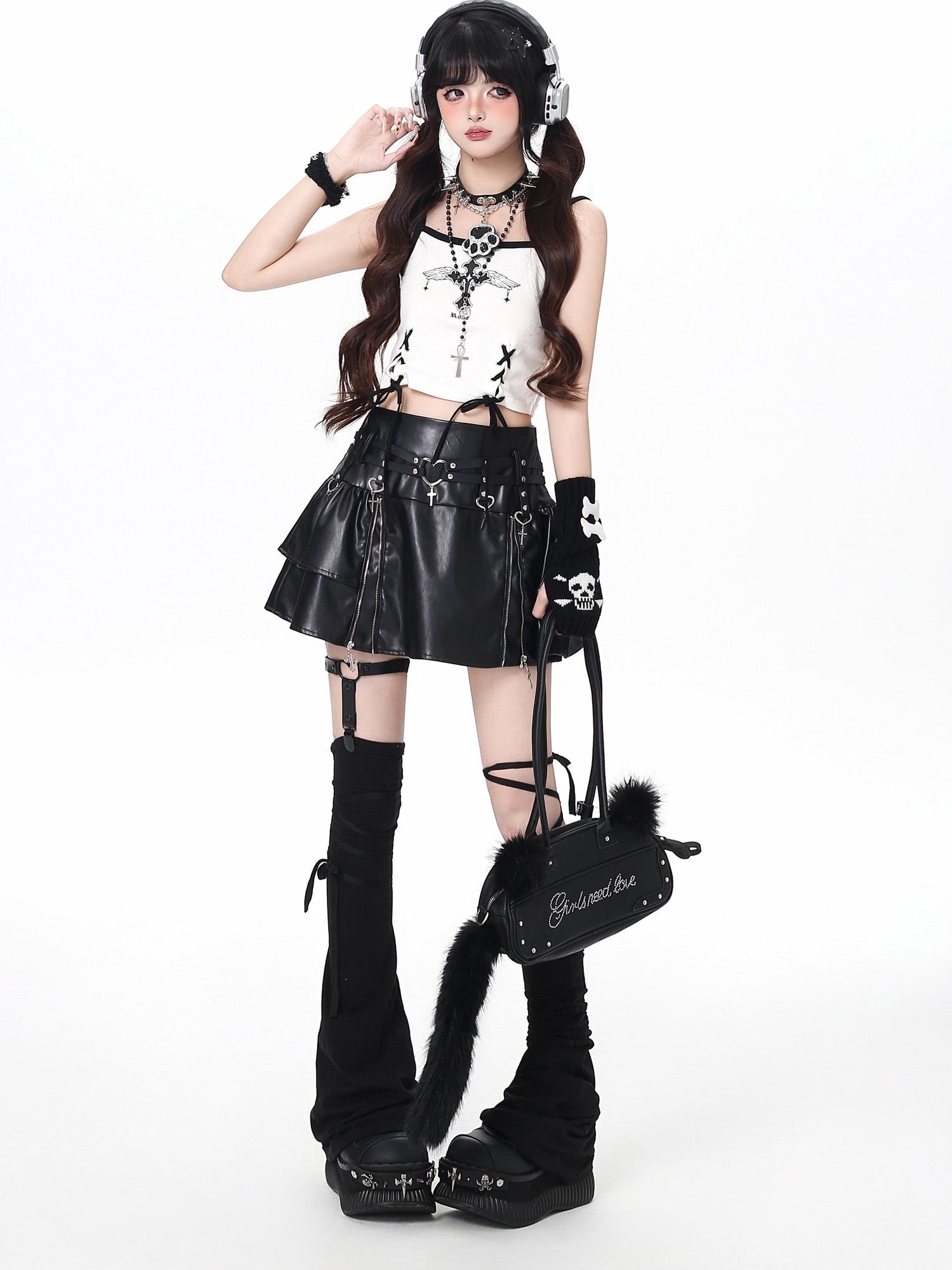 Crazy Girl Y2k Zipper High Waist Lined Cake Mini Women&