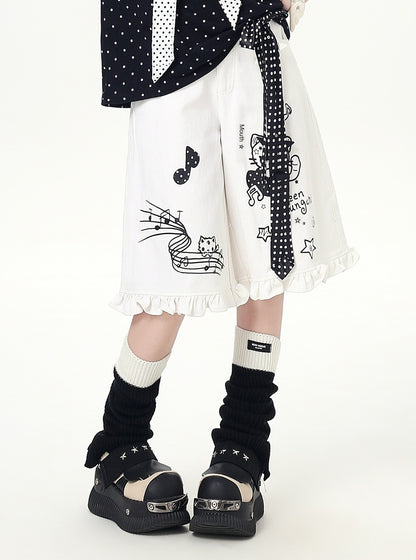 Crazy_Girl_Youthful_Cartoon_Graffiti_Polka_Dot_Lace_Trim_Women&