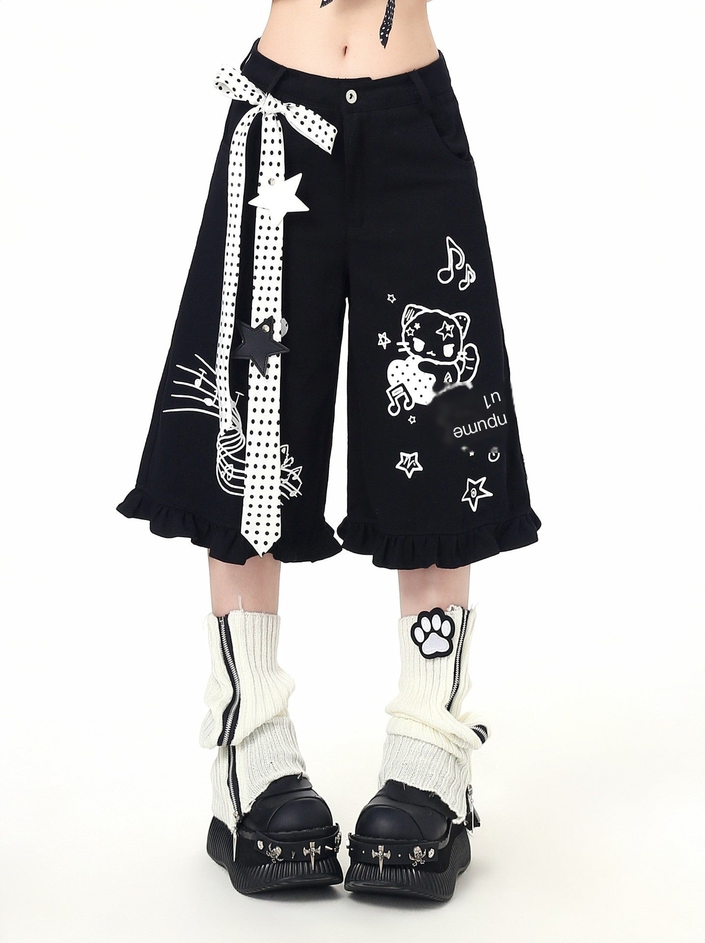 Crazy_Girl_Youthful_Cartoon_Graffiti_Polka_Dot_Lace_Trim_Women&